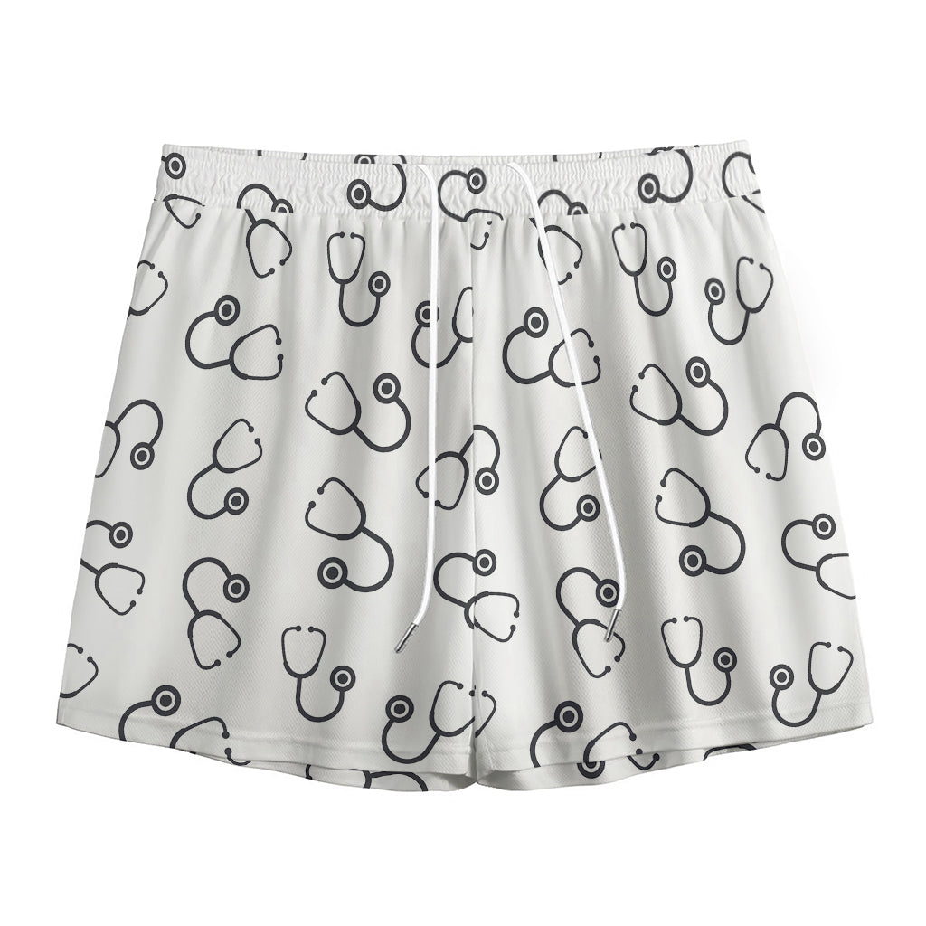 Stethoscope Sign Pattern Print Mesh Shorts