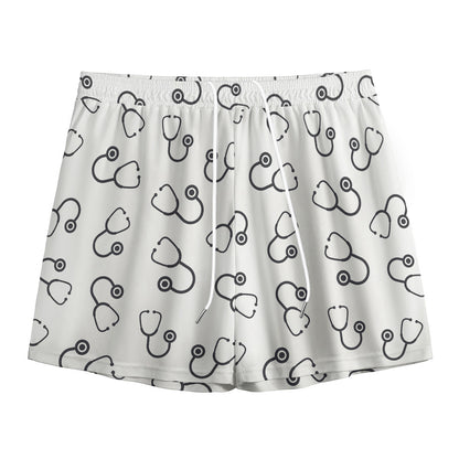 Stethoscope Sign Pattern Print Mesh Shorts