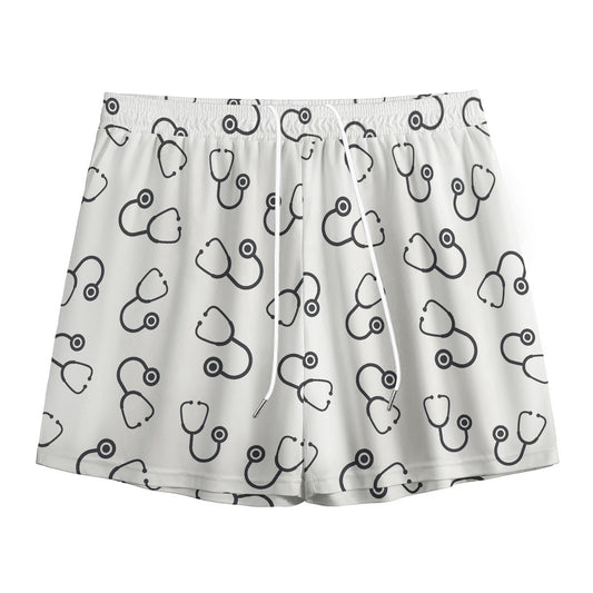 Stethoscope Sign Pattern Print Mesh Shorts