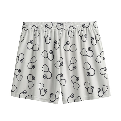Stethoscope Sign Pattern Print Mesh Shorts