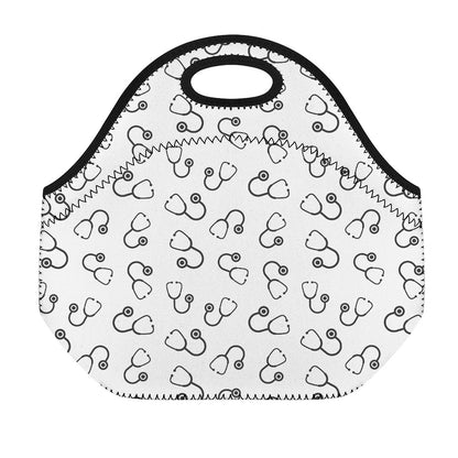 Stethoscope Sign Pattern Print Neoprene Lunch Bag