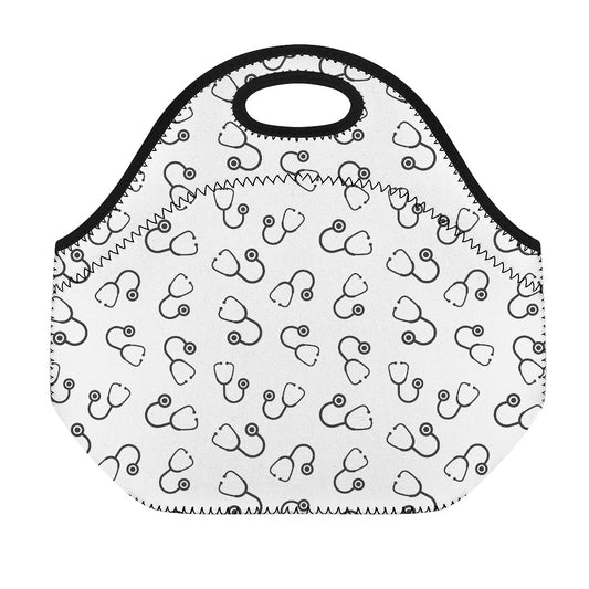 Stethoscope Sign Pattern Print Neoprene Lunch Bag