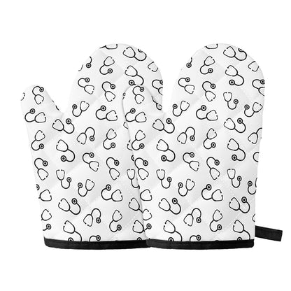 Stethoscope Sign Pattern Print Oven Mitts
