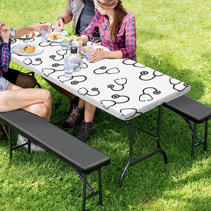 Stethoscope Sign Pattern Print Picnic Table Cover