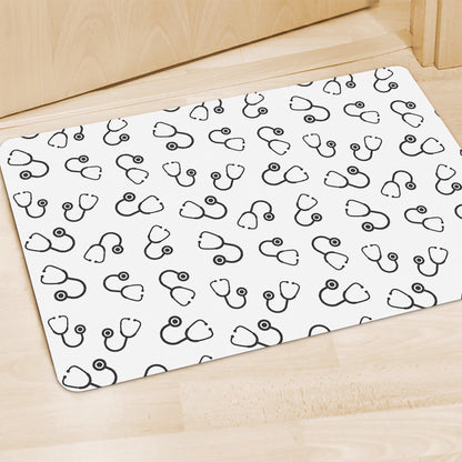 Stethoscope Sign Pattern Print Polyester Doormat