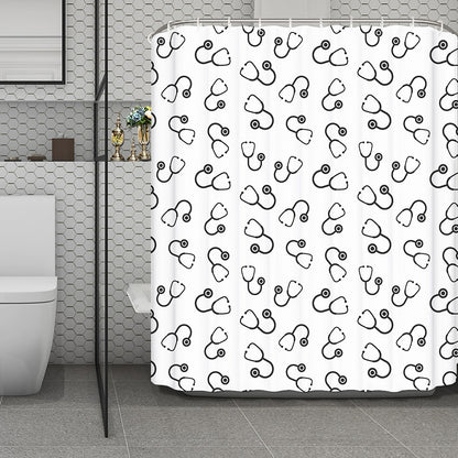 Stethoscope Sign Pattern Print Polyester Shower Curtain
