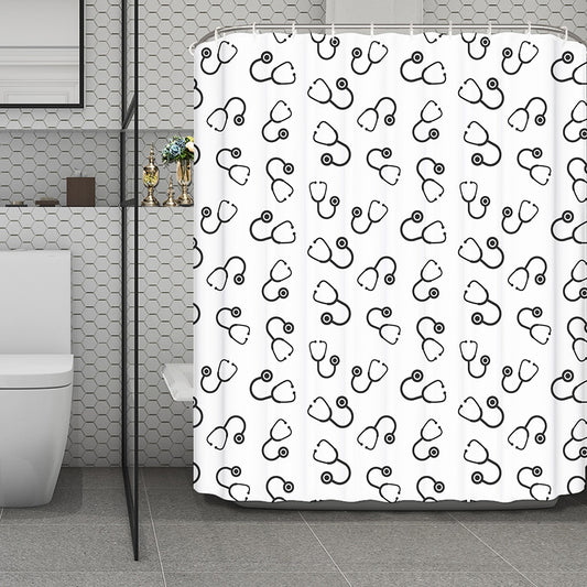 Stethoscope Sign Pattern Print Polyester Shower Curtain