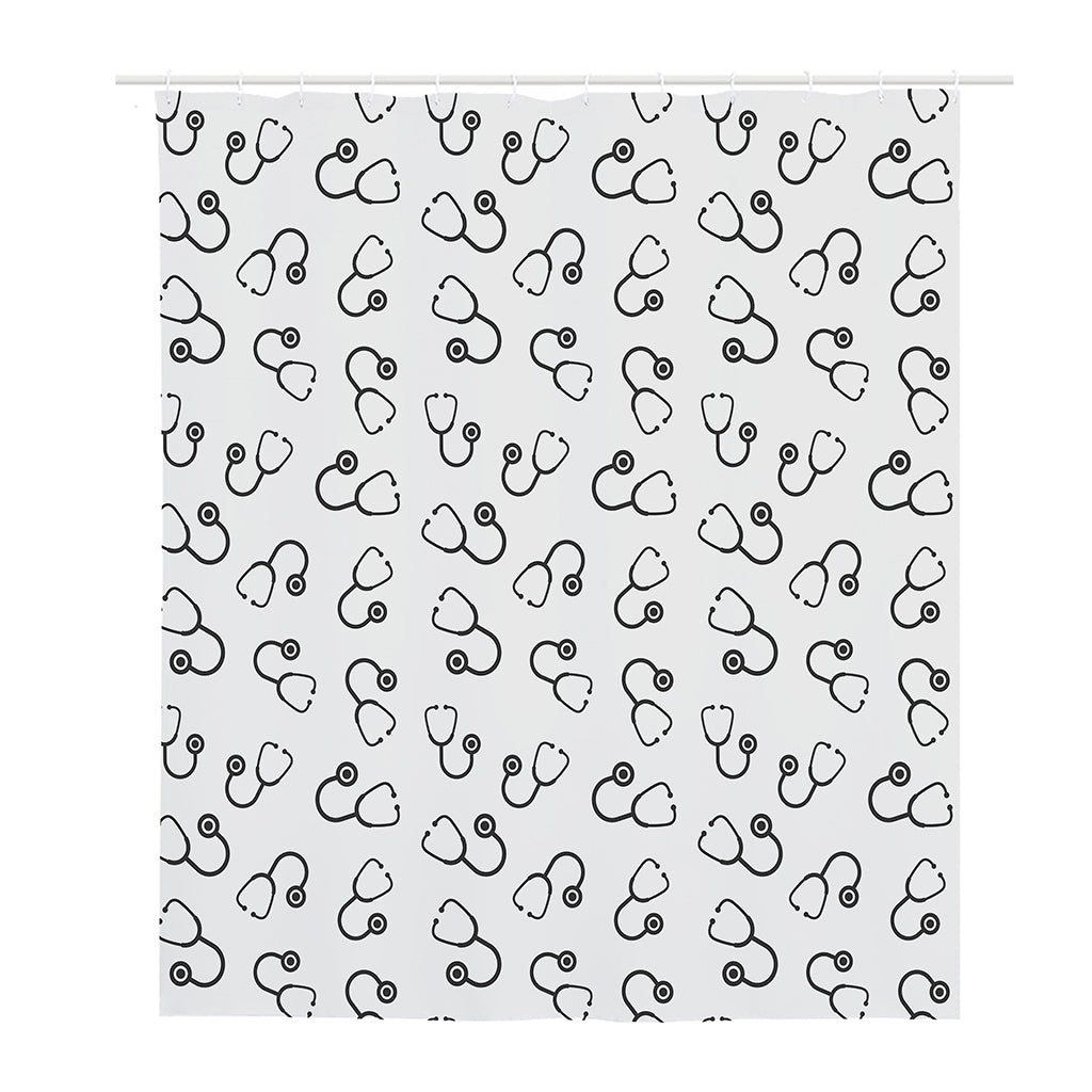 Stethoscope Sign Pattern Print Polyester Shower Curtain