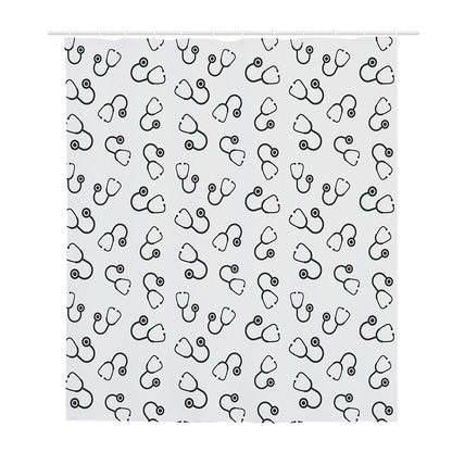 Stethoscope Sign Pattern Print Polyester Shower Curtain