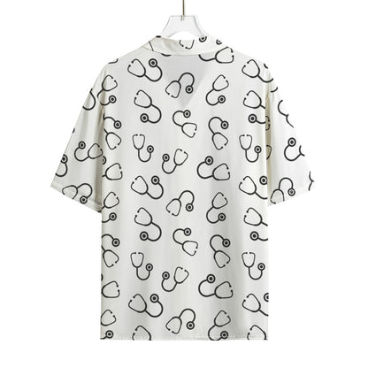 Stethoscope Sign Pattern Print Rayon Hawaiian Shirt