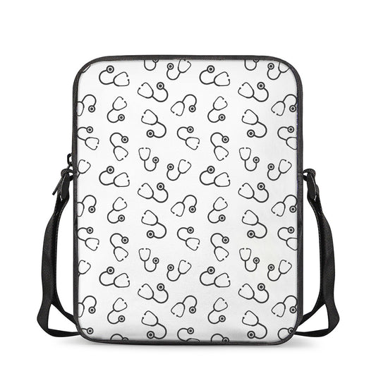 Stethoscope Sign Pattern Print Rectangular Crossbody Bag
