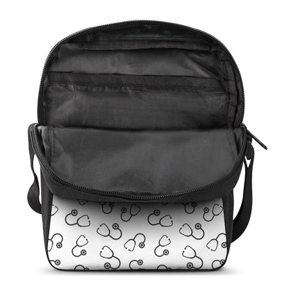 Stethoscope Sign Pattern Print Rectangular Crossbody Bag