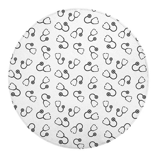 Stethoscope Sign Pattern Print Round Blanket