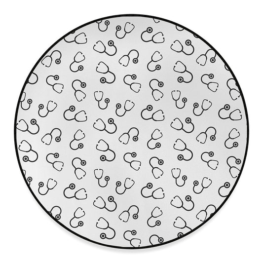 Stethoscope Sign Pattern Print Round Floor Mat
