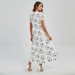 Stethoscope Sign Pattern Print Short Sleeve Maxi Dress