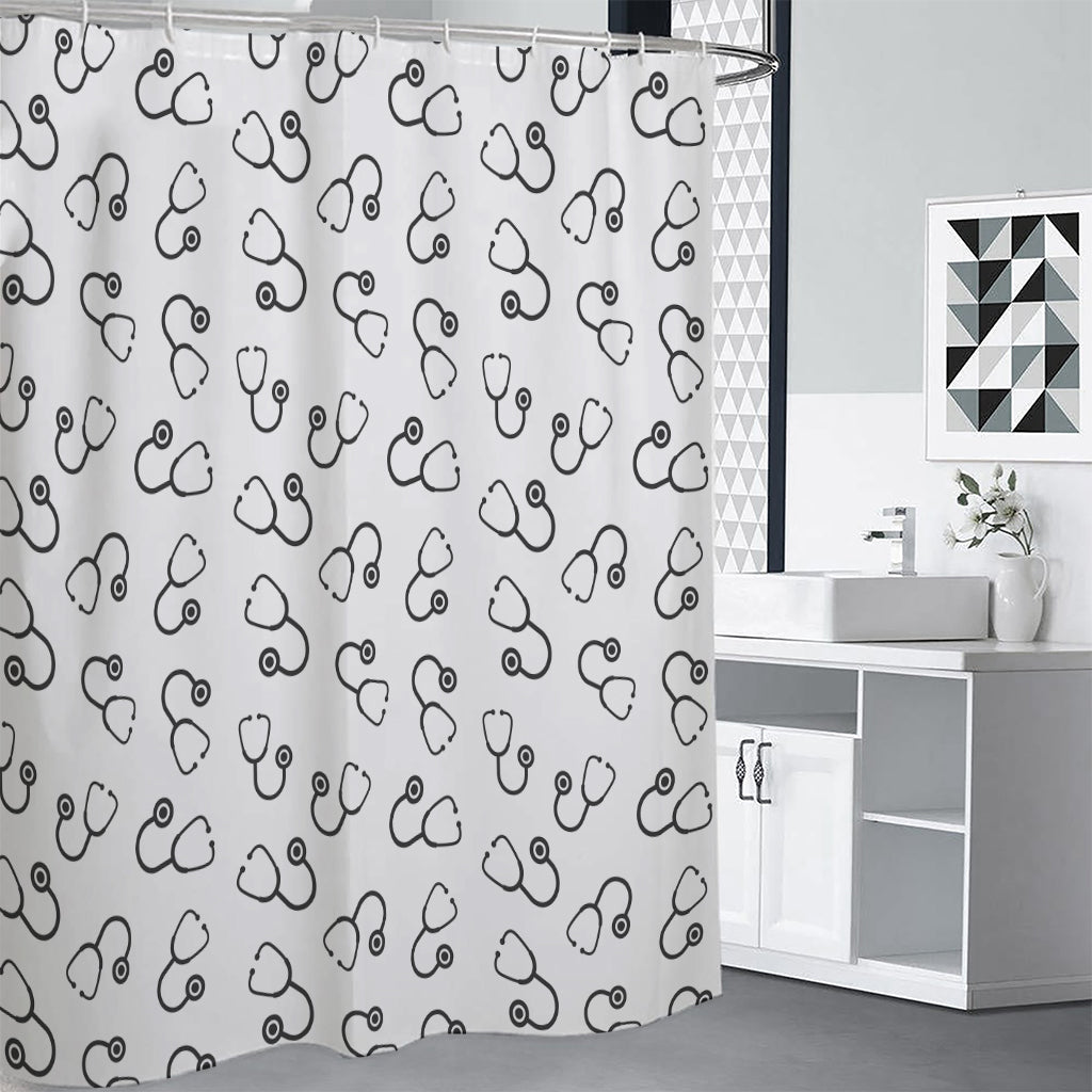 Stethoscope Sign Pattern Print Shower Curtain