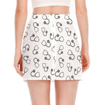 Stethoscope Sign Pattern Print Side Slit Mini Skirt