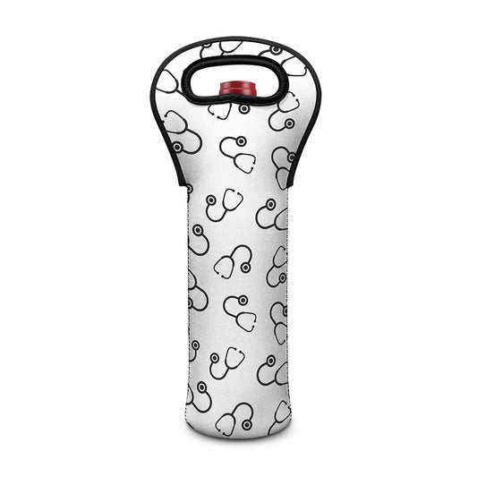 Stethoscope Sign Pattern Print Single Neoprene Wine Tote