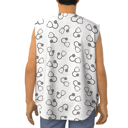 Stethoscope Sign Pattern Print Sleeveless Baseball Jersey