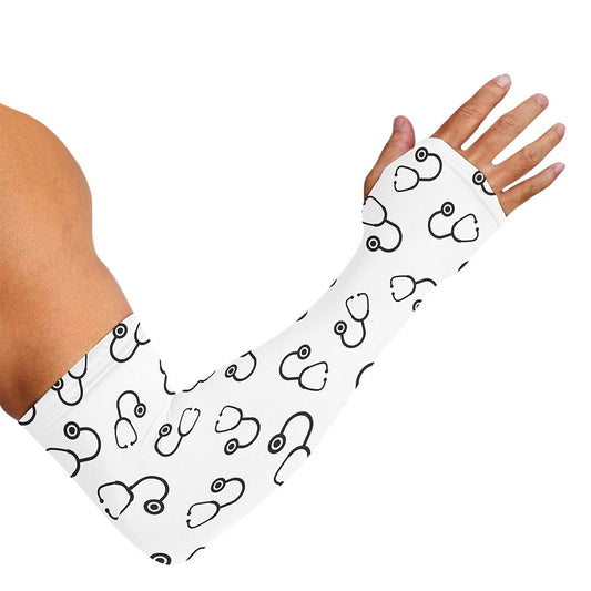 Stethoscope Sign Pattern Print Sun Protection Arm Sleeves