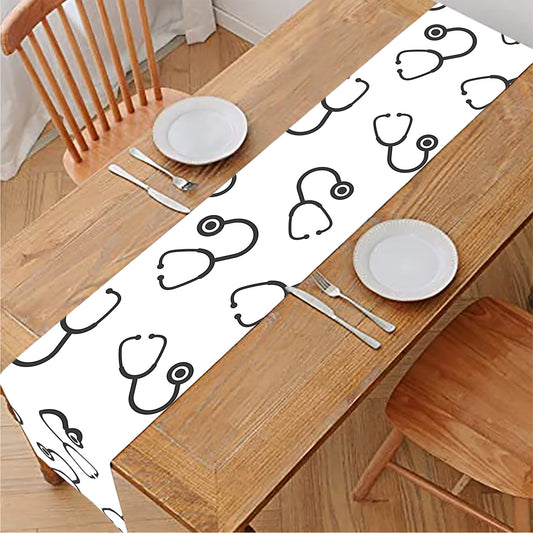Stethoscope Sign Pattern Print Table Runner