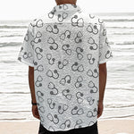 Stethoscope Sign Pattern Print Textured Short Sleeve Shirt