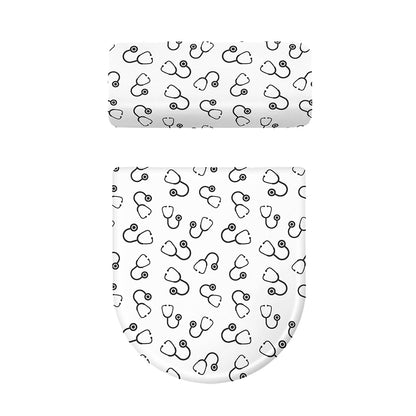 Stethoscope Sign Pattern Print Toilet Lid And Tank Cover Set