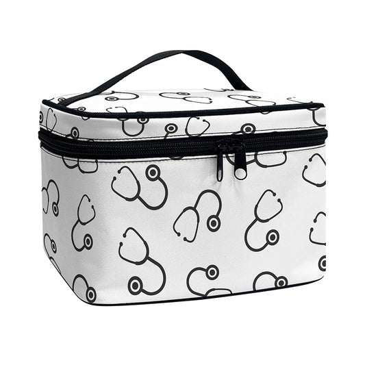 Stethoscope Sign Pattern Print Travel Makeup Bag