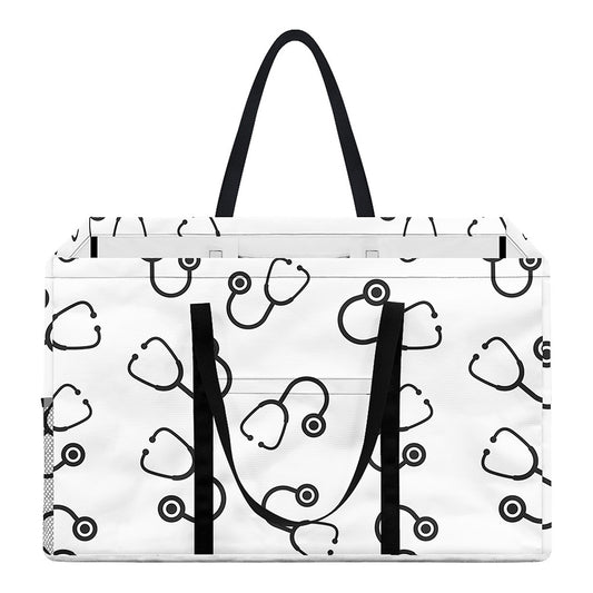 Stethoscope Sign Pattern Print Utility Tote Bag