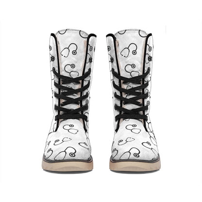Stethoscope Sign Pattern Print Winter Boots