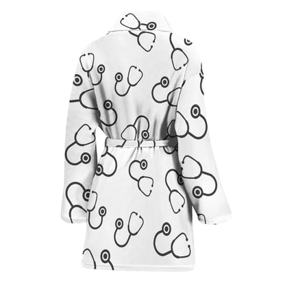 Stethoscope Sign Pattern Print Women's Bathrobe