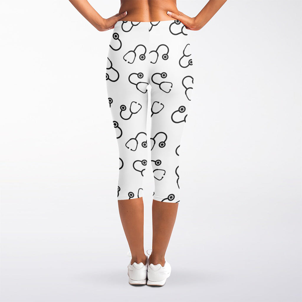 Stethoscope Sign Pattern Print Women's Capri Leggings