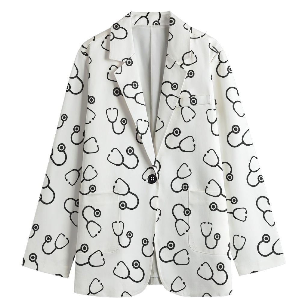 Stethoscope Sign Pattern Print Women's Cotton Blazer