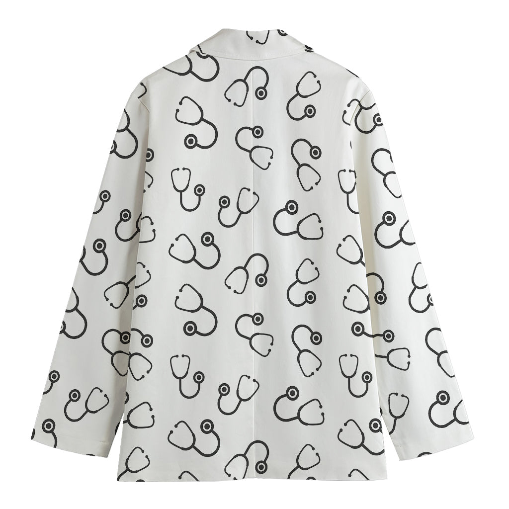 Stethoscope Sign Pattern Print Women's Cotton Blazer