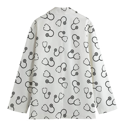 Stethoscope Sign Pattern Print Women's Cotton Blazer