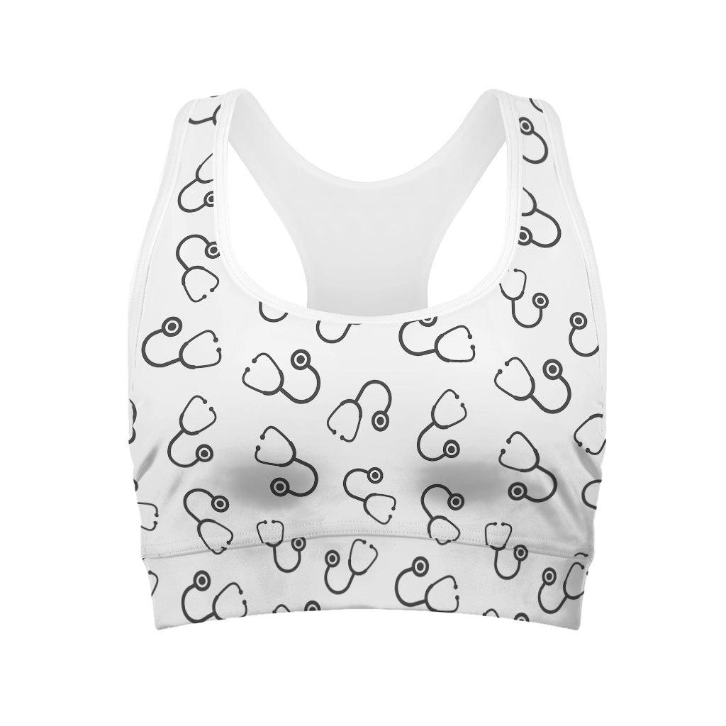 Stethoscope Sign Pattern Print Women's Sports Bra