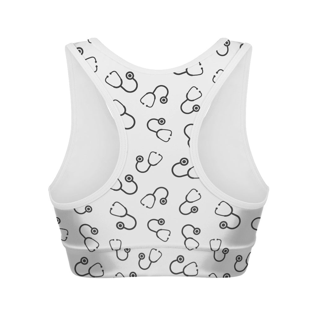 Stethoscope Sign Pattern Print Women's Sports Bra