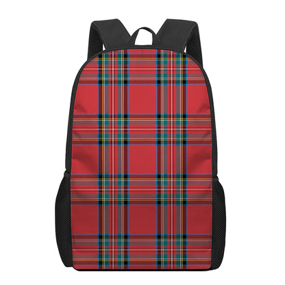 Stewart Tartan Scottish Pattern Print 17 Inch Backpack