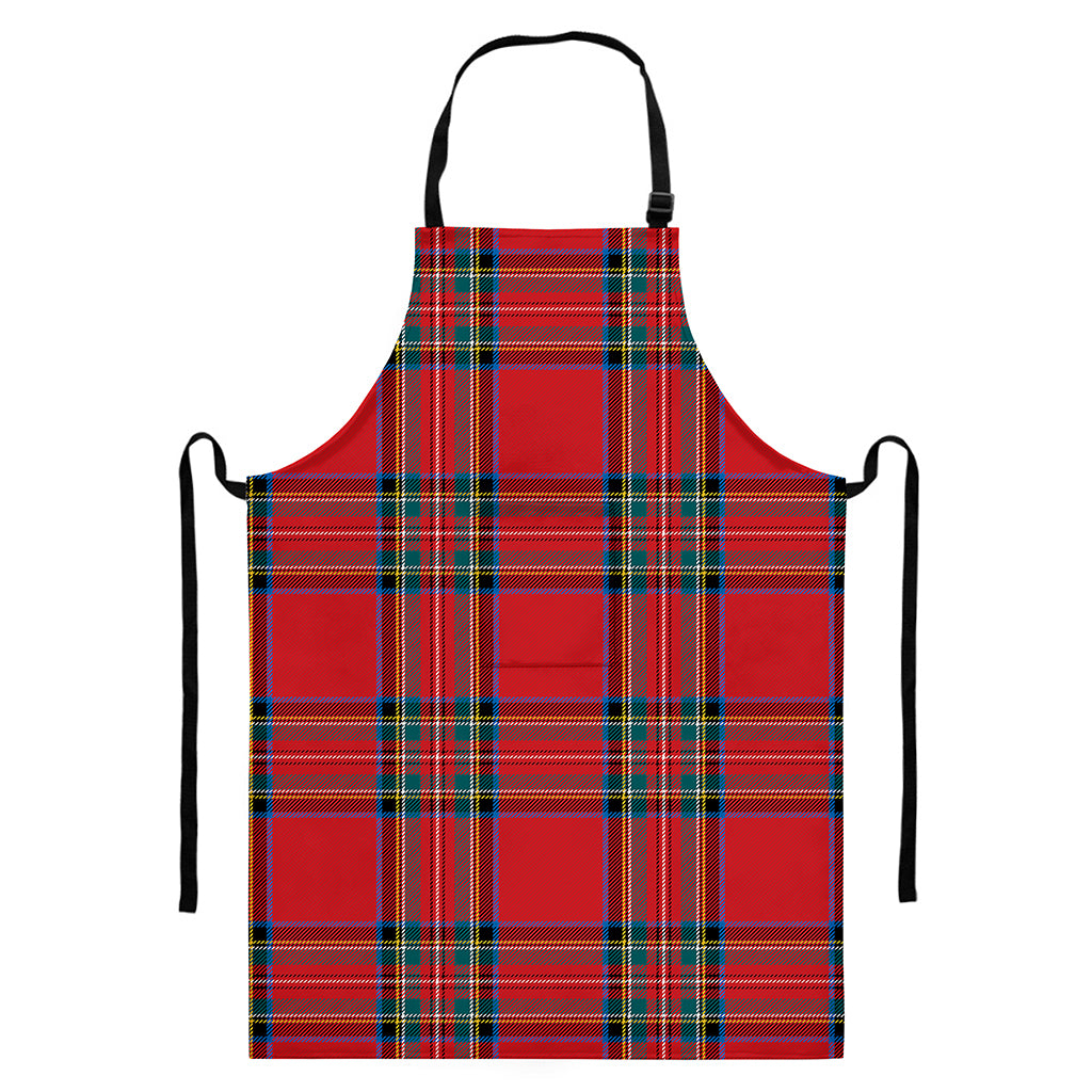 Stewart Tartan Scottish Pattern Print Bib Apron With Pocket