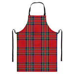 Stewart Tartan Scottish Pattern Print Bib Apron With Pocket
