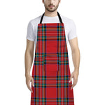 Stewart Tartan Scottish Pattern Print Bib Apron With Pocket