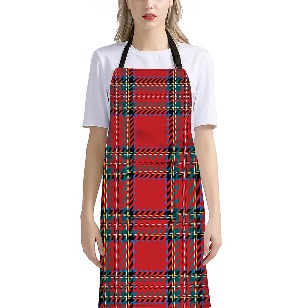 Stewart Tartan Scottish Pattern Print Bib Apron With Pocket