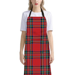 Stewart Tartan Scottish Pattern Print Bib Apron With Pocket