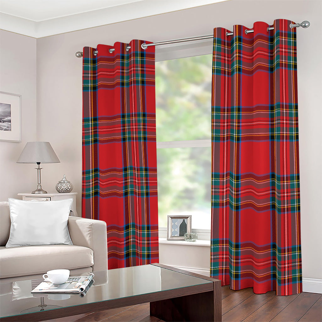 Stewart Tartan Scottish Pattern Print Blackout Grommet Curtains