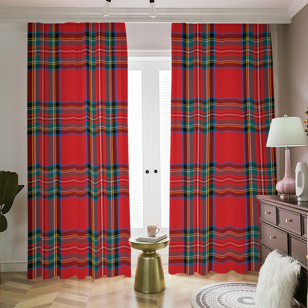 Stewart Tartan Scottish Pattern Print Blackout Pencil Pleat Curtains