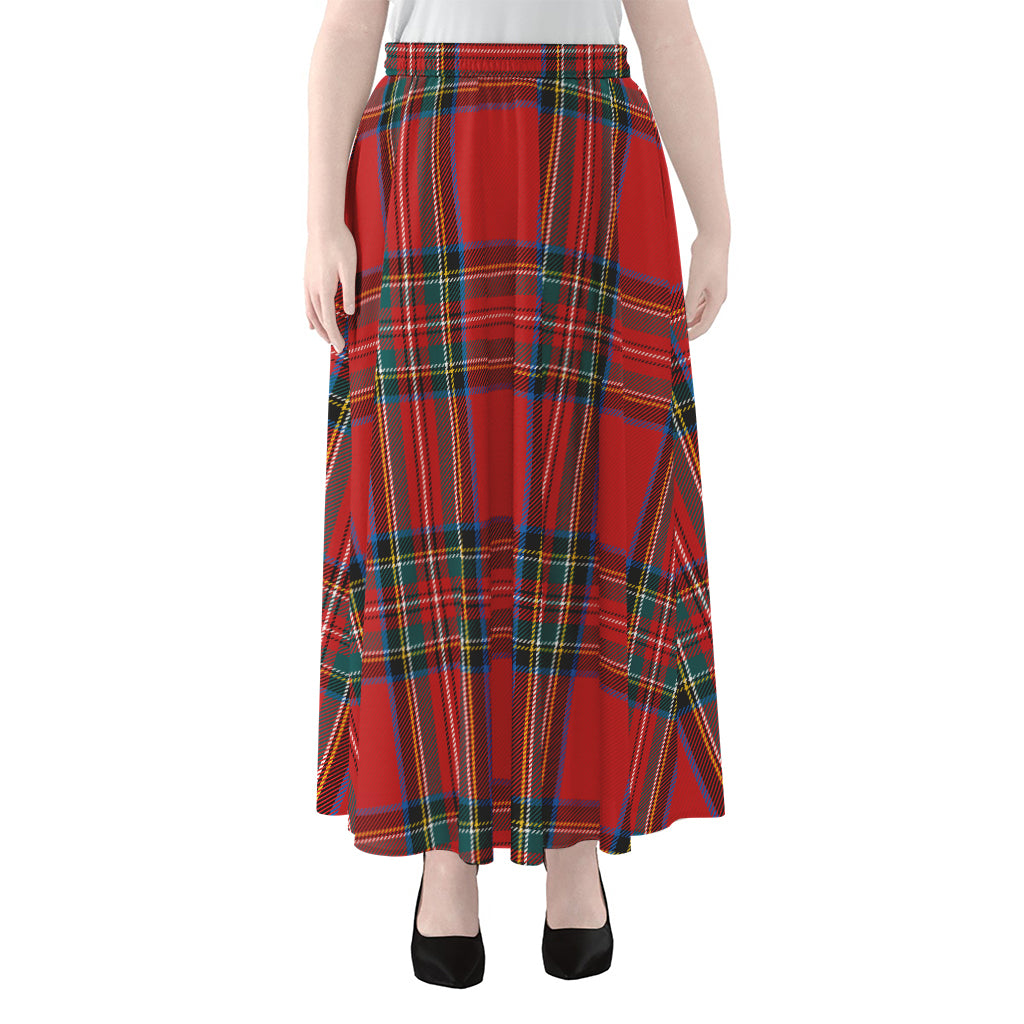 Stewart Tartan Scottish Pattern Print Chiffon Maxi Skirt