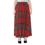 Stewart Tartan Scottish Pattern Print Chiffon Maxi Skirt