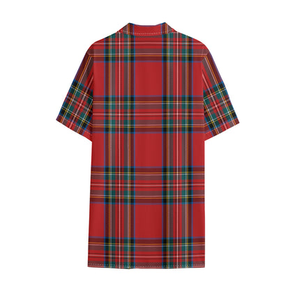 Stewart Tartan Scottish Pattern Print Cotton Hawaiian Shirt