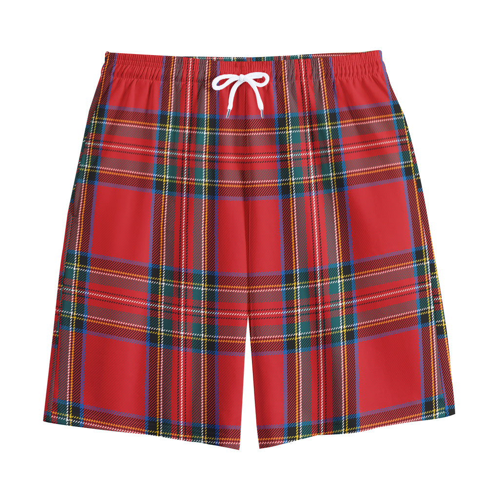 Stewart Tartan Scottish Pattern Print Cotton Shorts