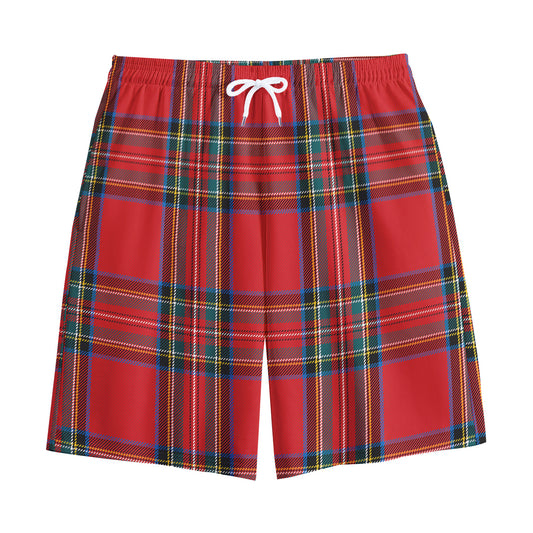 Stewart Tartan Scottish Pattern Print Cotton Shorts